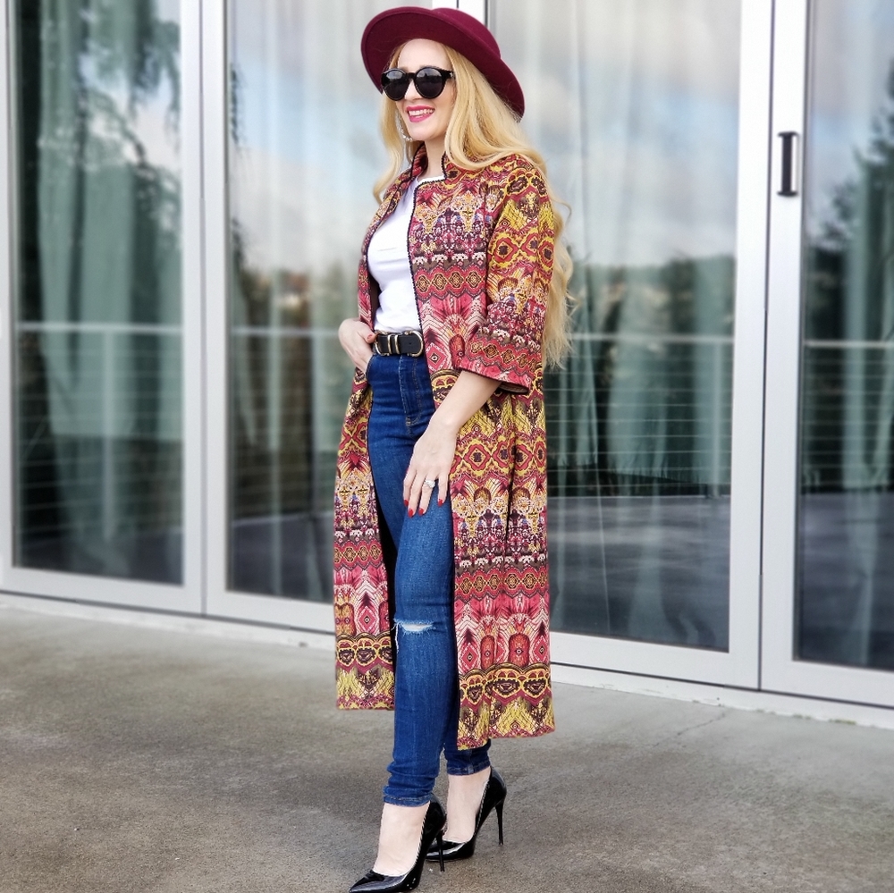 Boho Chic Suede Long Jacket - Picture 2 of 3